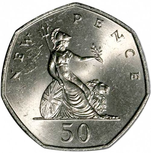 50p Reverse Image minted in UNITED KINGDOM in 1969 (1971-up  -  Elizabeth II - Decimal Coinage)  - The Coin Database