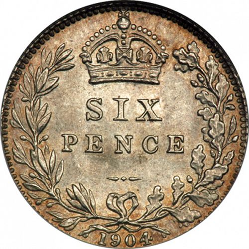 Sixpence Reverse Image minted in UNITED KINGDOM in 1904 (1902-10 - Edward VII)  - The Coin Database