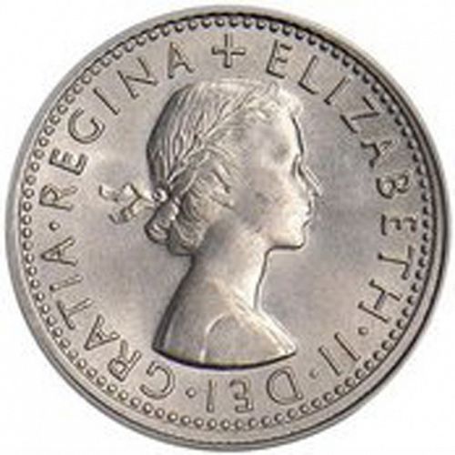 Sixpence Obverse Image minted in UNITED KINGDOM in 1967 (1953-70  -  Elizabeth II)  - The Coin Database