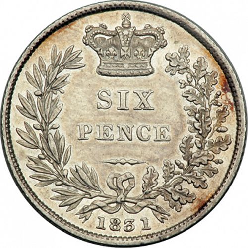 Sixpence Reverse Image minted in UNITED KINGDOM in 1831 (1830-37 - William IV)  - The Coin Database