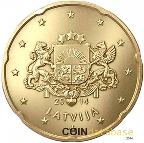 20 cent Obverse Image minted in LATVIA in 2014 (1st Series)  - The Coin Database