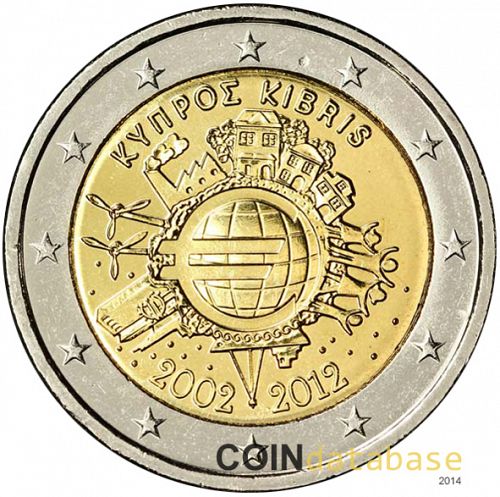 2 € Obverse Image minted in CYPRUS in 2012 (10th anniversary of euro banknotes and coins)  - The Coin Database
