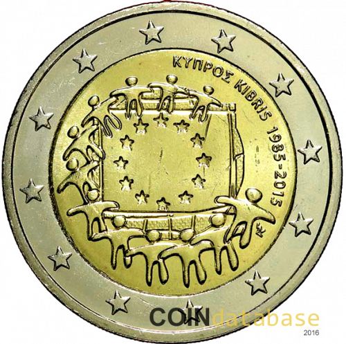 2 € Obverse Image minted in CYPRUS in 2015 (30th anniversary of the European flag)  - The Coin Database