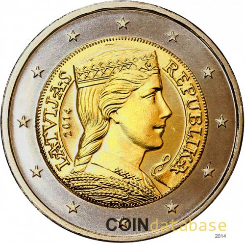 2 € Obverse Image minted in LATVIA in 2014 (1st Series)  - The Coin Database