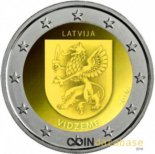 2 € Obverse Image minted in LATVIA in 2016 (Region of Vidzeme)  - The Coin Database