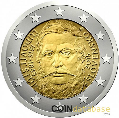 2 € Obverse Image minted in SLOVAKIA in 2015 (200th anniversary of the birth of Ľudovít Štúr)  - The Coin Database