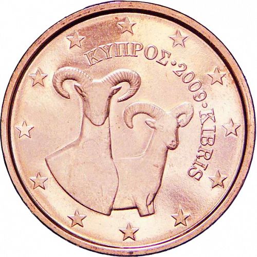 2 cent Obverse Image minted in CYPRUS in 2009 (1st Series)  - The Coin Database