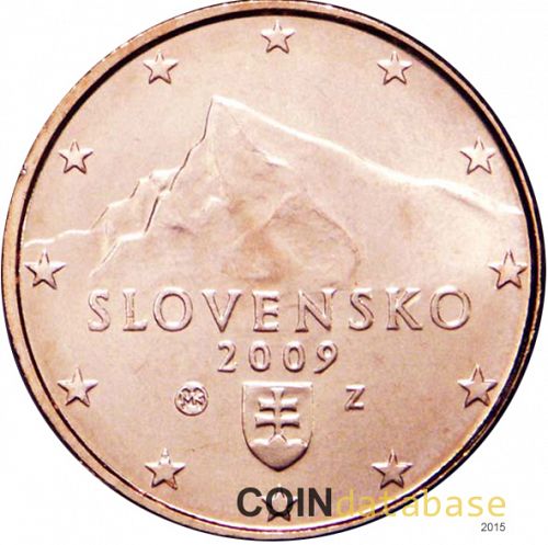2 cent Obverse Image minted in SLOVAKIA in 2009 (1st Series)  - The Coin Database