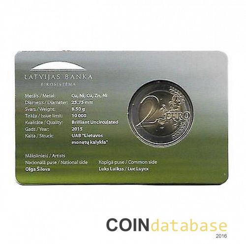 Set Reverse Image minted in LATVIA in 2015 (2€ Coincard BU)  - The Coin Database