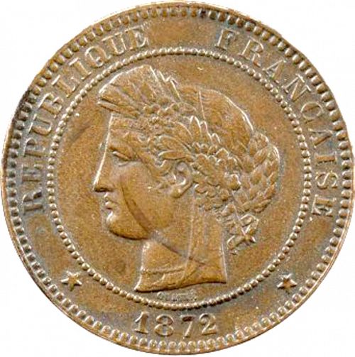 10 Centimes Obverse Image minted in FRANCE in 1872A (1871-1940 - Third Republic)  - The Coin Database