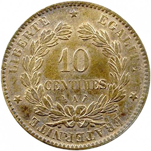 10 Centimes Reverse Image minted in FRANCE in 1885A (1871-1940 - Third Republic)  - The Coin Database