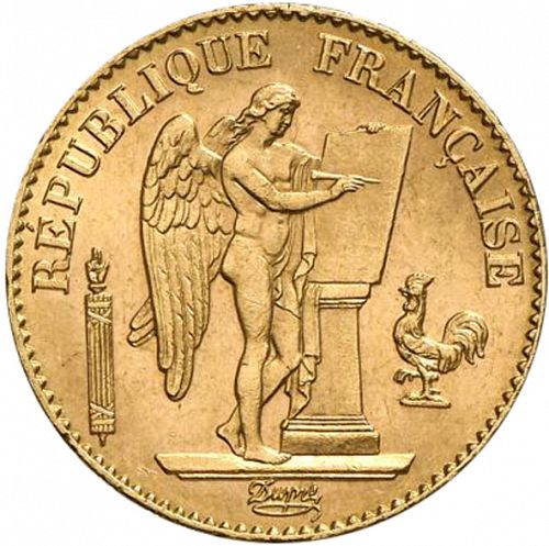 20 Francs Obverse Image minted in FRANCE in 1894A (1871-1940 - Third Republic)  - The Coin Database