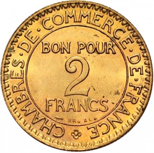 2 Francs Reverse Image minted in FRANCE in 1922 (1871-1940 - Third Republic)  - The Coin Database