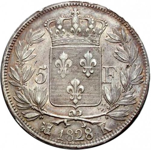 5 Francs Reverse Image minted in FRANCE in 1828K (1824-1830 - Charles X)  - The Coin Database