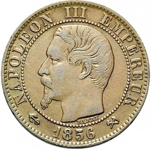 5 Centimes Obverse Image minted in FRANCE in 1856B (1852-1870 - Napoléon III)  - The Coin Database
