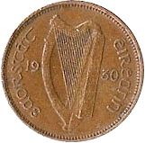 1/4d - Farthing Obverse Image minted in IRELAND in 1930 (1921-37 - Irish Free State)  - The Coin Database