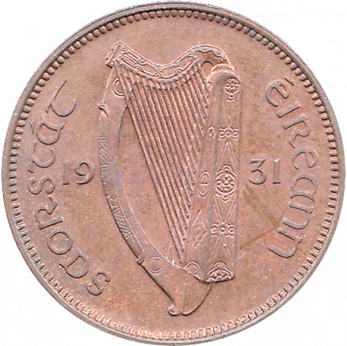 1/4d - Farthing Obverse Image minted in IRELAND in 1931 (1921-37 - Irish Free State)  - The Coin Database