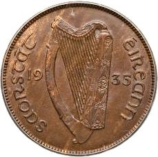 1d - Penny Obverse Image minted in IRELAND in 1935 (1921-37 - Irish Free State)  - The Coin Database