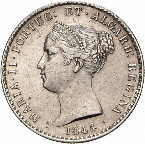 1000 Réis ( 10 Tostôes ) Obverse Image minted in PORTUGAL in 1844 (1835-53 - Maria II <small> - Decimal Coinage</small>)  - The Coin Database
