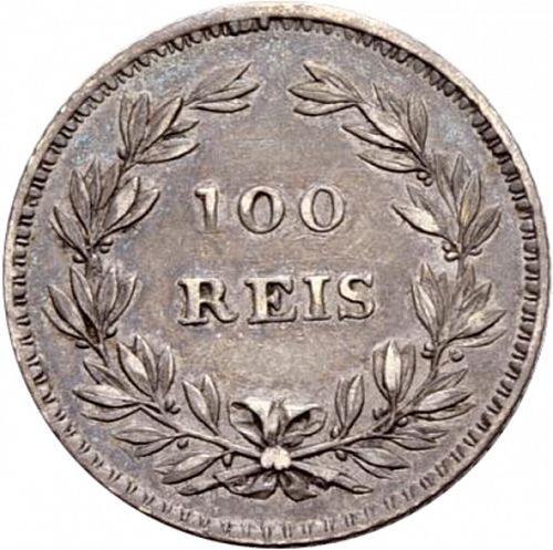 100 Réis ( Tostâo ) Reverse Image minted in PORTUGAL in 1851 (1835-53 - Maria II <small> - Decimal Coinage</small>)  - The Coin Database