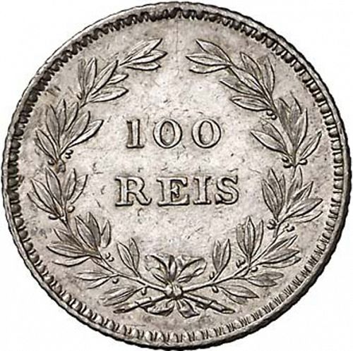 100 Réis ( Tostâo ) Reverse Image minted in PORTUGAL in 1853 (1835-53 - Maria II <small> - Decimal Coinage</small>)  - The Coin Database