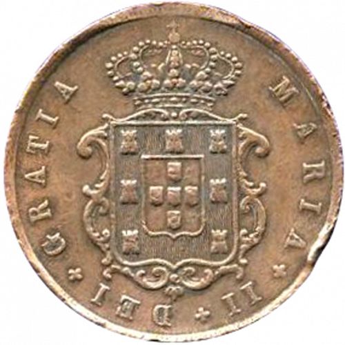 10 Réis Obverse Image minted in PORTUGAL in 1852 (1835-53 - Maria II <small> - Decimal Coinage</small>)  - The Coin Database