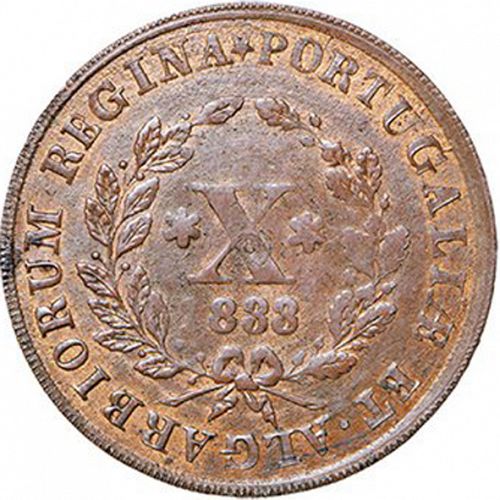 10 Réis Reverse Image minted in PORTUGAL in 1833 (1834-39 - Maria II)  - The Coin Database