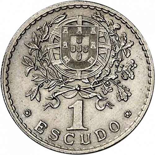1 Escudo Reverse Image minted in PORTUGAL in 1927 (1910-01 - República)  - The Coin Database