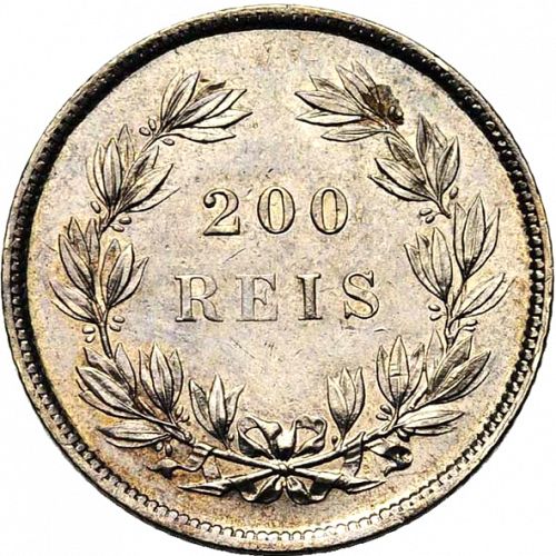 200 Réis ( 2 Tostôes ) Reverse Image minted in PORTUGAL in 1843 (1835-53 - Maria II <small> - Decimal Coinage</small>)  - The Coin Database