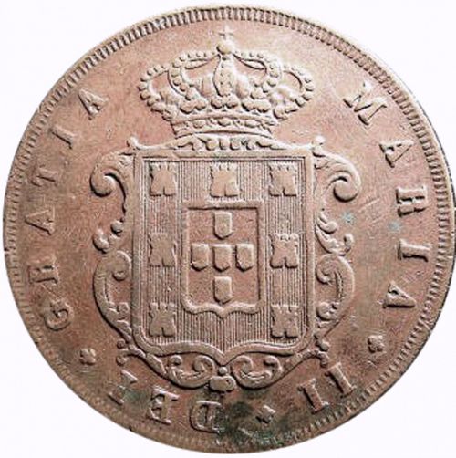 20 Réis ( Vintém ) Obverse Image minted in PORTUGAL in 1849 (1835-53 - Maria II <small> - Decimal Coinage</small>)  - The Coin Database