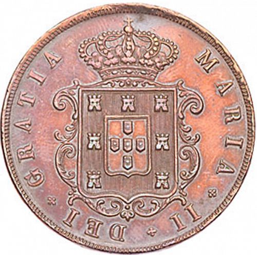 20 Réis ( Vintém ) Obverse Image minted in PORTUGAL in 1850 (1835-53 - Maria II <small> - Decimal Coinage</small>)  - The Coin Database