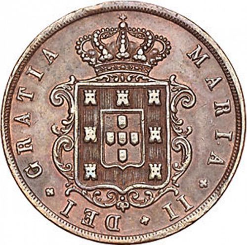 20 Réis ( Vintém ) Obverse Image minted in PORTUGAL in 1852 (1835-53 - Maria II <small> - Decimal Coinage</small>)  - The Coin Database
