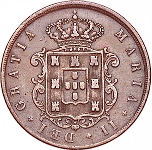 20 Réis ( Vintém ) Obverse Image minted in PORTUGAL in 1853 (1835-53 - Maria II <small> - Decimal Coinage</small>)  - The Coin Database