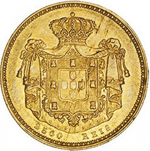 2500 Réis ( Meia Coroa de Ouro ) Reverse Image minted in PORTUGAL in 1838 (1835-53 - Maria II <small> - Decimal Coinage</small>)  - The Coin Database