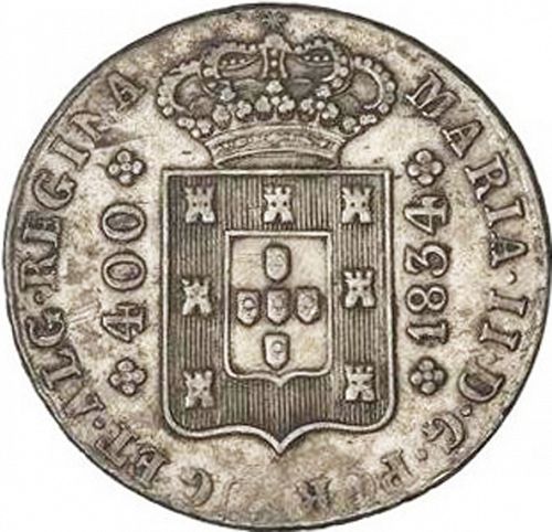 480 Réis ( Cruzado Novo ) Obverse Image minted in PORTUGAL in 1834 (1834-39 - Maria II)  - The Coin Database