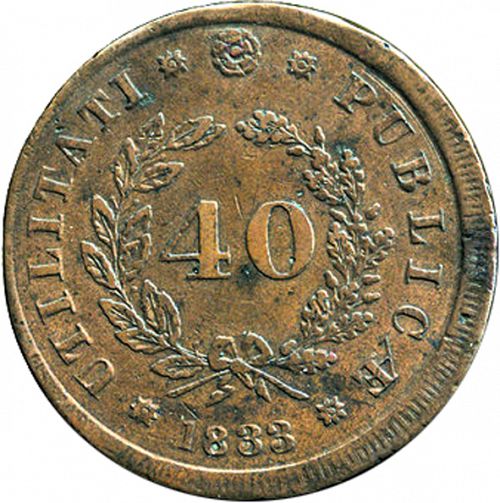 40 Réis ( Pataco ) Reverse Image minted in PORTUGAL in 1833 (1834-39 - Maria II)  - The Coin Database