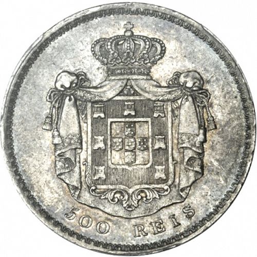 500 Réis ( 5 Tostôes ) Reverse Image minted in PORTUGAL in 1839 (1835-53 - Maria II <small> - Decimal Coinage</small>)  - The Coin Database