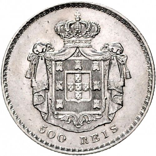 500 Réis ( 5 Tostôes ) Reverse Image minted in PORTUGAL in 1841 (1835-53 - Maria II <small> - Decimal Coinage</small>)  - The Coin Database