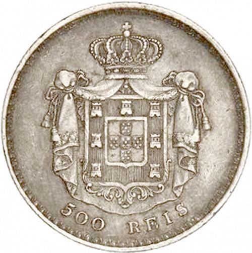 500 Réis ( 5 Tostôes ) Reverse Image minted in PORTUGAL in 1846 (1835-53 - Maria II <small> - Decimal Coinage</small>)  - The Coin Database