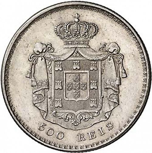 500 Réis ( 5 Tostôes ) Reverse Image minted in PORTUGAL in 1848 (1835-53 - Maria II <small> - Decimal Coinage</small>)  - The Coin Database