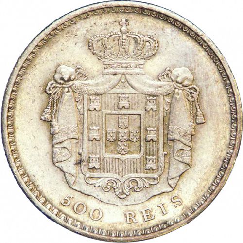 500 Réis ( 5 Tostôes ) Reverse Image minted in PORTUGAL in 1851 (1835-53 - Maria II <small> - Decimal Coinage</small>)  - The Coin Database