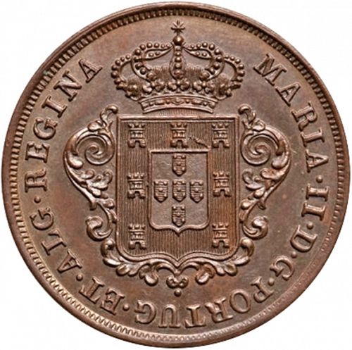 5 Réis Obverse Image minted in PORTUGAL in 1850 (1835-53 - Maria II <small> - Decimal Coinage</small>)  - The Coin Database