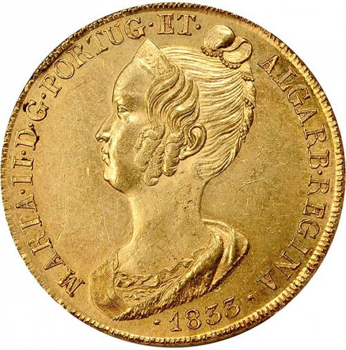 7500 Réis ( Peça ) Obverse Image minted in PORTUGAL in 1833 (1834-39 - Maria II)  - The Coin Database