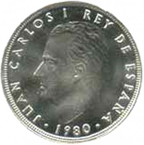 100 Pesetas Obverse Image minted in SPAIN in 1980 / 80 (1975-82  -  JUAN CARLOS I)  - The Coin Database