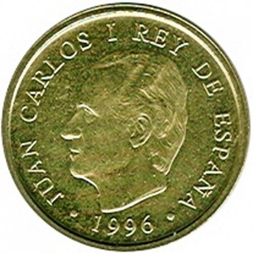 100 Pesetas Obverse Image minted in SPAIN in 1996 (1982-01  -  JUAN CARLOS I - New Design)  - The Coin Database