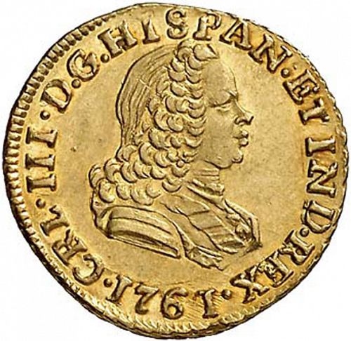 1 Escudo Obverse Image minted in SPAIN in 1761J (1759-88  -  CARLOS III)  - The Coin Database