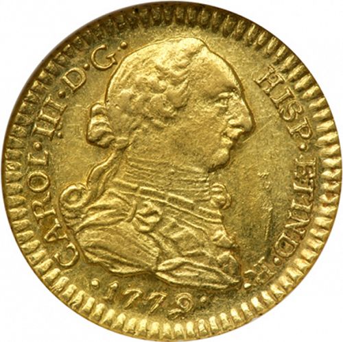 1 Escudo Obverse Image minted in SPAIN in 1779DA (1759-88  -  CARLOS III)  - The Coin Database