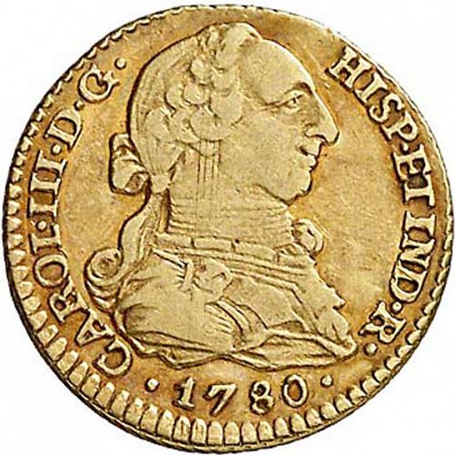 1 Escudo Obverse Image minted in SPAIN in 1780CF (1759-88  -  CARLOS III)  - The Coin Database