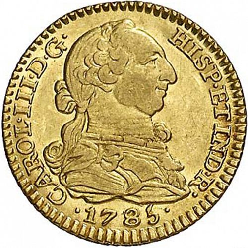 1 Escudo Obverse Image minted in SPAIN in 1785DV (1759-88  -  CARLOS III)  - The Coin Database