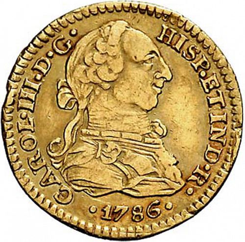 1 Escudo Obverse Image minted in SPAIN in 1786FM (1759-88  -  CARLOS III)  - The Coin Database